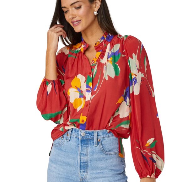 NEW SHOSHANNA Women's Poppy/Cobalt/Green Multi Ingrid Top Size Various - Picture 1 of 5